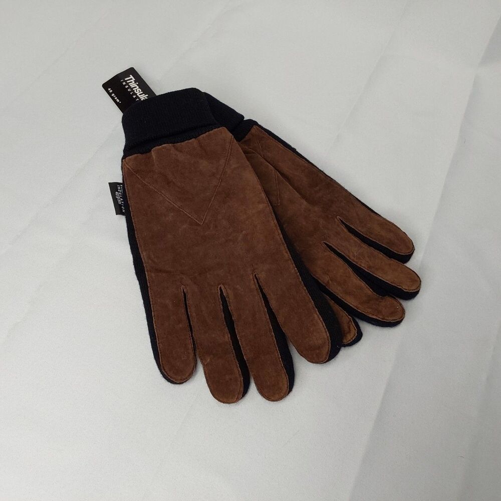 NEW Mens 3M Thinsulate 40 gram Thermal Insulated Winter Leather Gloves Brown